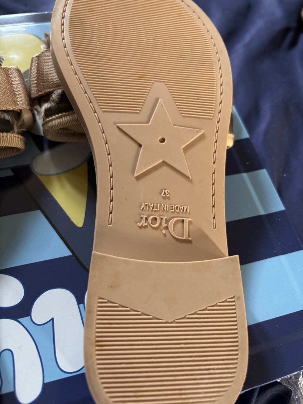 Dior Beige Logo Slide Sandals - Picture 8 of 8